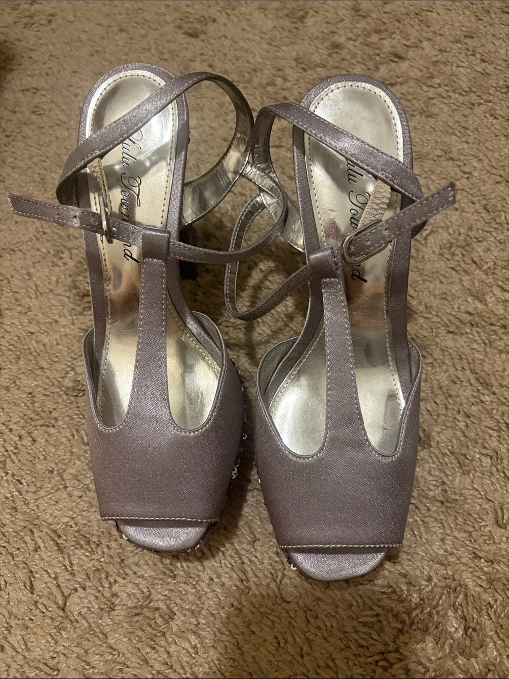 Lulu Townsend Peep-Toe T-Strap Heels